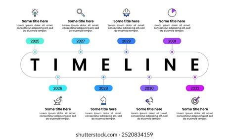 Infographic template with icons and 8 options or steps. Timeline. Can be used for workflow layout, diagram, banner, webdesign. Vector illustration
