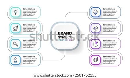 Infographic template with icons and 8 options or steps. Can be used for workflow layout, diagram, banner, webdesign. Vector illustration