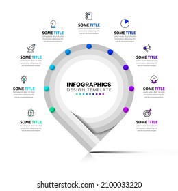 Infographic template with icons and 9 options or steps. Standing pointer. Can be used for workflow layout, diagram, banner, webdesign. Vector illustration