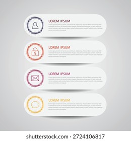 Plantilla de infografía con iconos y cuadros de texto