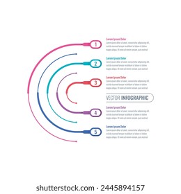 Infographic template for industry, business, energy, technology, science. colorful lines infographic template. five step briefing template. annual report, informational template for magazine