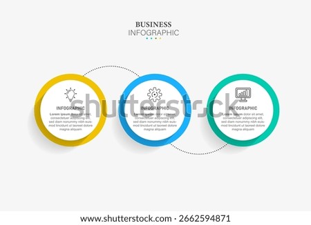 infographic template with integrated circles. Business concept with 3 options. For content, diagram, flowchart, steps, parts, timeline infographics, workflow, chart