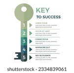 Infographic template with key divided on 5 segments, key to success concept, vector eps10 illustration