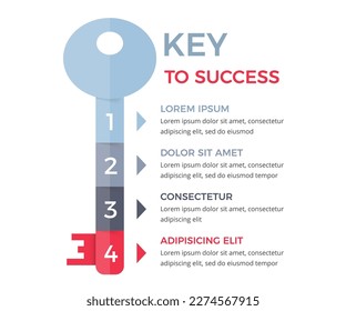 Infographic template with key divided on 4 segments, key to success concept, vector eps10 illustration