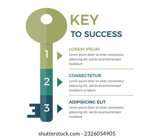 Infographic template with key divided on 3 segments, key to success concept, vector eps10 illustration