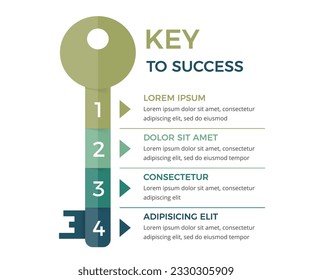 Infographic template with key divided on 4 segments, key to success concept, vector eps10 illustration