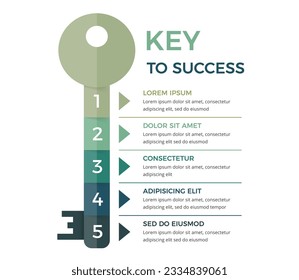 Infographic template with key divided on 5 segments, key to success concept, vector eps10 illustration