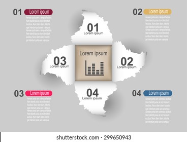 Infographic template of lacerated sheets with numbers Vector illustration.