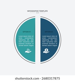 Diseño de la Plantilla de la infografía Diseño de la línea de tiempo Proceso de 2 pasos para la ilustración del flujo de trabajo con estilo circular y de papel