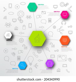 Infographic template with lines and icons - vector illustration
