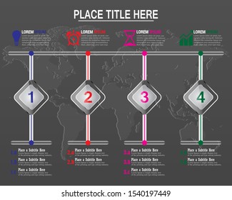 Infographic template made from lines and icons with title and subtitle - Vector