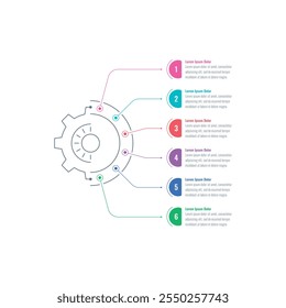 modelo infográfico para revista, relatório anual. modelo infográfico para negócios, educação, ciência mundo. modelo infográfico de roda do meio setor. modelo de informações de seis etapas