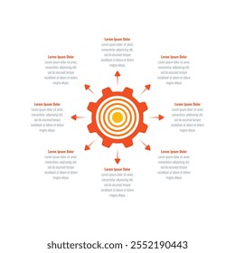 infographic template for magazine, annual report. infographic template for education, science, business. rings and industry wheel infographic template. eight steps information template