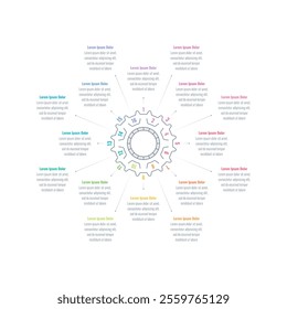 infographic template for magazine, annual report. infographic template for education, industry, business, science world. gear, cogwheel infographic template. sixteen steps information template