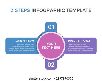 Infographic template with main circle and 2 steps or options, vector eps10 illustration