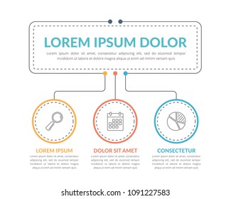 Infographic template with main idea and 3 steps or options, workflow, process chart, vector eps10 illustration