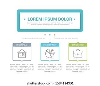 Infographic template with main title and 3 steps or options, flowchart with 3 elements, workflow, process chart, vector eps10 illustration