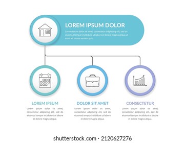 Infographic template with main title and 3 elements, flowchart, vector eps10 illustration