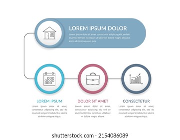 Infographic template with main title and 3 elements, flowchart, vector eps10 illustration