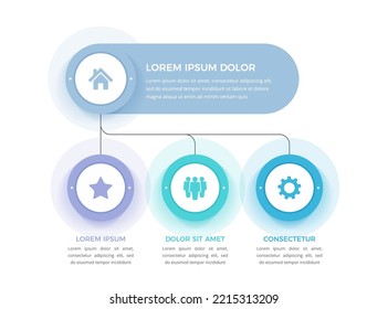 Infographic template with main title and 3 elements, flowchart, vector eps10 illustration