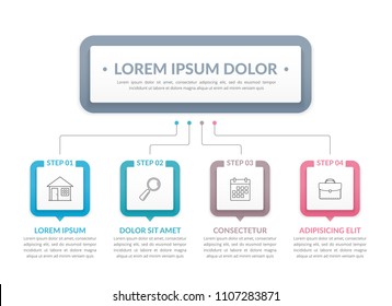 Infographic template with main title and 4 steps or options, workflow, process chart, vector eps10 illustration