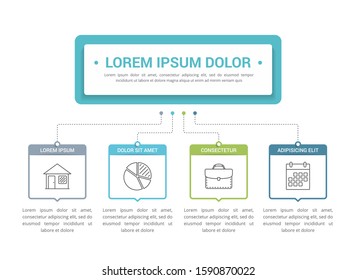 Infographic template with main title and 4 steps or options, flowchart with 4 elements, workflow, process chart, vector eps10 illustration