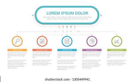 Infographic template with main title and 5 steps or options, workflow, process chart, vector eps10 illustration