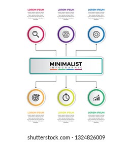 Infographic template with main title and 5 steps or options, workflow, process chart.
