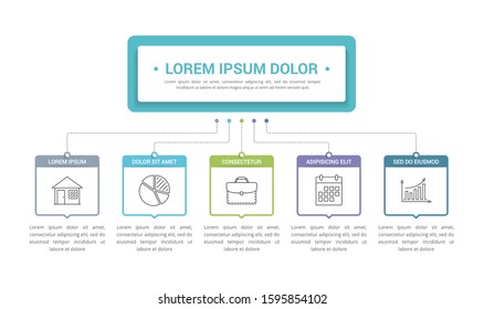 Infographic template with main title and 5 steps or options, flowchart with 5 elements, workflow, process chart, vector eps10 illustration