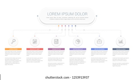 Infographic template with main title and 6 steps or options, workflow, process chart, vector eps10 illustration