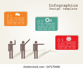 Infographic template Man with Pointing hand. Vector Illustration