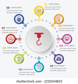 Infographic template with measuring icons, stock vector