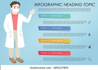 Infographic Template with medical icon and doctor describing data