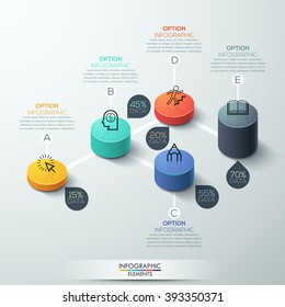 infographic template Modern box cylinder Design. Minimal style, can be used for workflow layout, banner, number, step up options, web design.