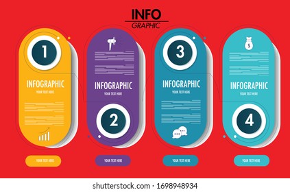 infographic template modern colored vertical rounded sticker shapes