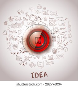 Infographic template for modern data visualization and ranking. Clean Glass Effect numbered buttons with space for text and a hand drawn doodles sketch background with marketing design elements.