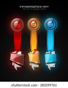 Infographic template for modern data visualization and ranking. Clean Glass Effect numbered buttons with space for text and a hand drawn doodles sketch background with marketing design elements.