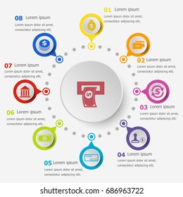Infographic template with money icons, stock vector