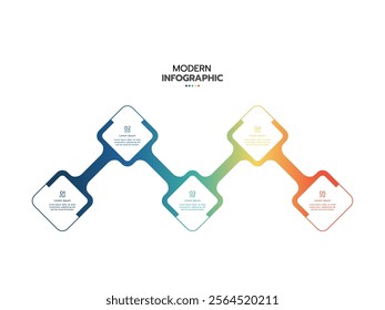Infographic template with a number of steps and 5 options or steps. It can be used for processes, presentations, layouts, banners, info graphs.
