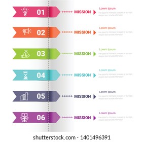 Infographic template with numbers 6 option can be used for workflow layout, diagram, number step up options.