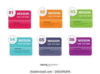 Infographic template with numbers 6 option can be used for workflow layout, diagram, number step up options.