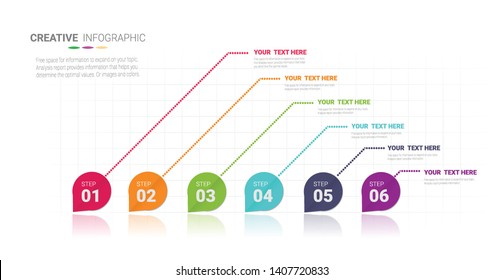 La plantilla infográfica con la opción números 6 se puede utilizar para el diseño del flujo de trabajo, el diagrama, las opciones de aumento de número.