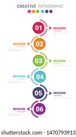 Infographic template with numbers 6 option can be used for workflow layout, diagram, number step up options.