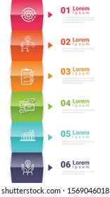 Infographic template with numbers 6 option can be used for workflow layout, diagram, number step up options.