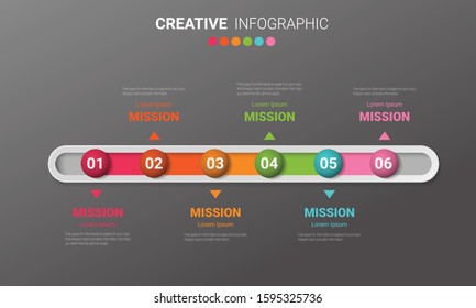 Infographic template with numbers 6 option can be used for workflow layout, diagram, number step up options.