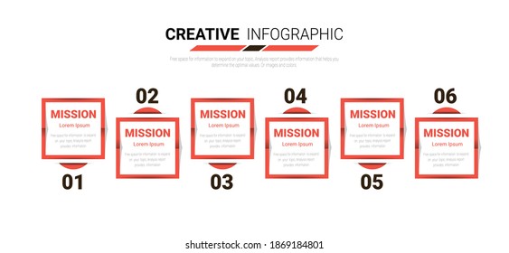 Infographic template with numbers 6 option can be used for workflow layout, diagram, number step up options.