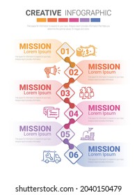 Die Infografik-Vorlage mit der Option Zahlen 6 kann für das Workflow-Layout, Diagramm, die Optionen zum Aufstocken der Zahlen verwendet werden.