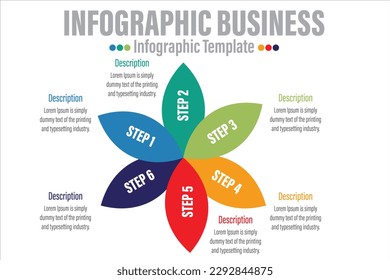  Infographic template with numbers 6 option can be used for workflow layout, diagram, number step up options.