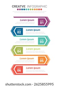 Infographic template with numbers 6 option can be used for workflow layout, diagram, number step up options. EPS Vector.