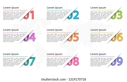 Infographic Template With Numbers 9 Options.